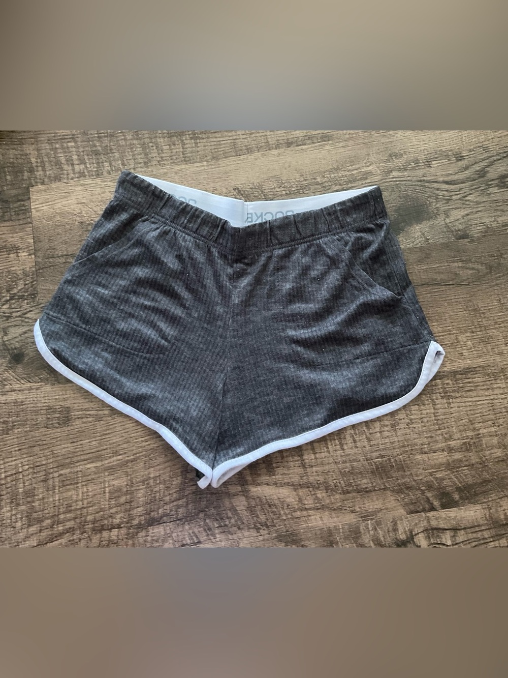 Jockey Gray Ribbed Lounge Shorts with White Trim